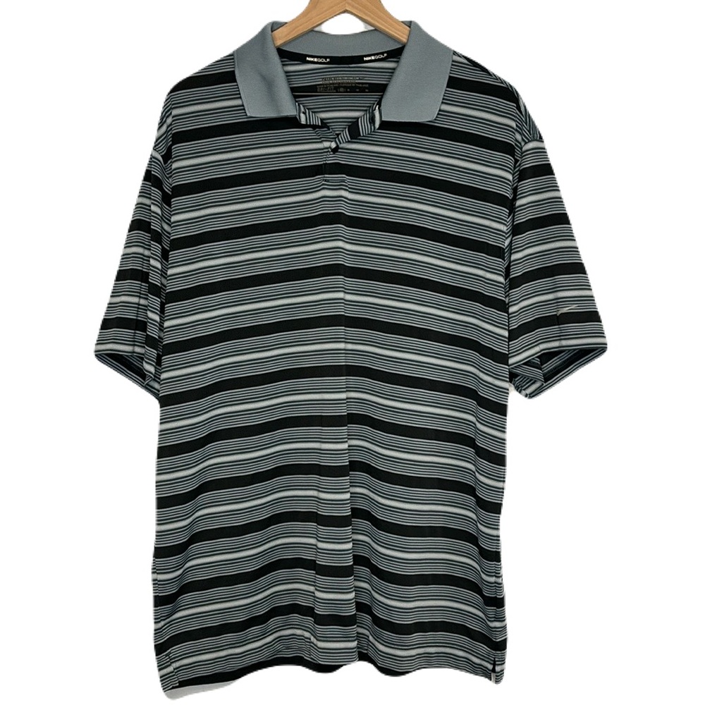 Nike Golf XXL Tour Performance Stripe Gray Dri-Fit Short Sleeve Polo Lightweight